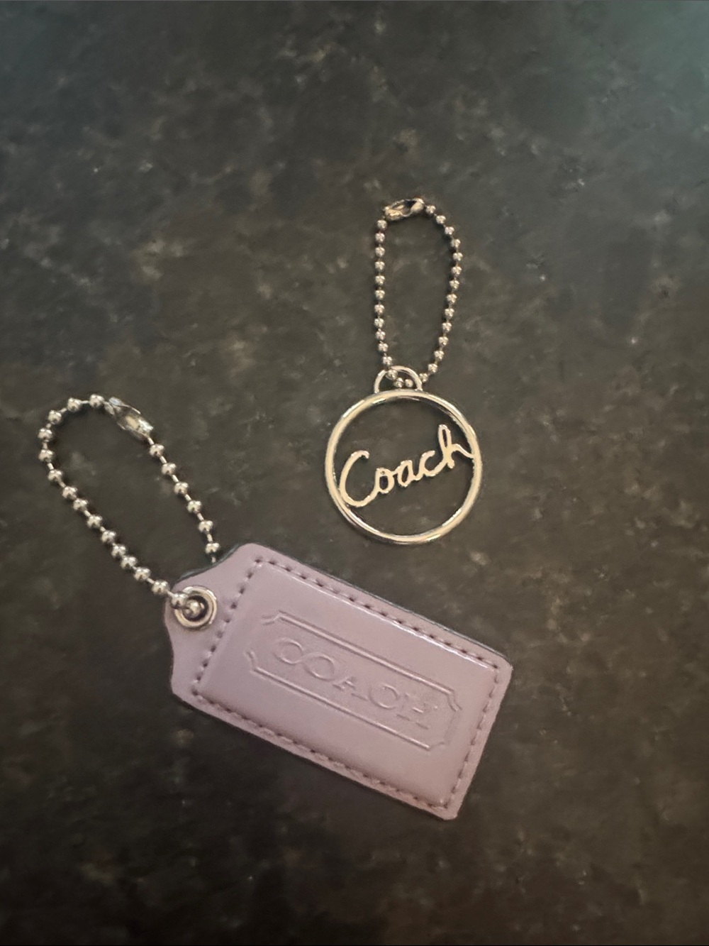 Coach Lilac Leather Tag with Silver Coach Circle Charm